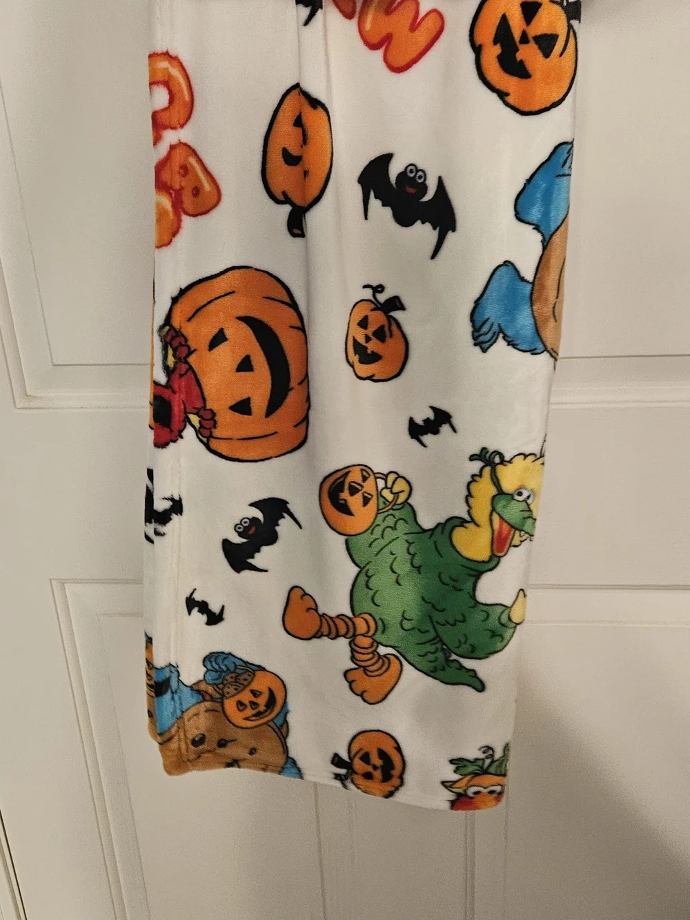 Sesame Street Halloween Fleece Blanket- White, Orange, Blue, Red, Black